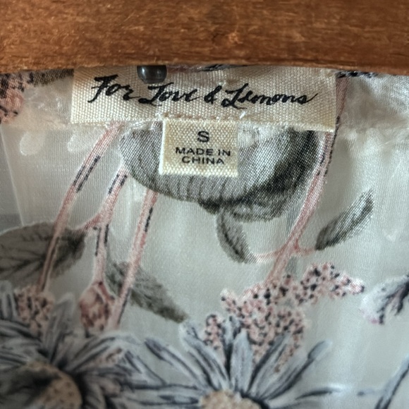 For Love and Lemons sz S Floral Lace Trim Women's Tunic Top Mini Dress euc - Picture 3 of 13